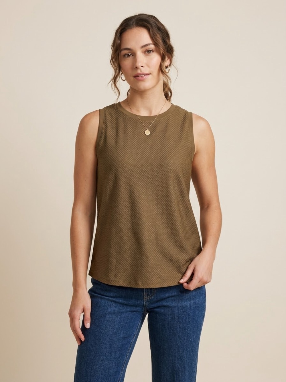 CALIA by Carrie Underwood Olive Textured Sleeveless Tank